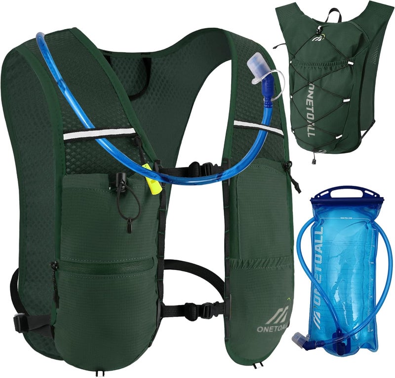 ONETOALL Running Vest for Women & Men, 6L Hydration Backpack with 2L Water Bladder, Lightweight Water Backpack for Trail Running, Marathon, Hiking, Cycling, Jogging, Adjustable Fit - Image 1